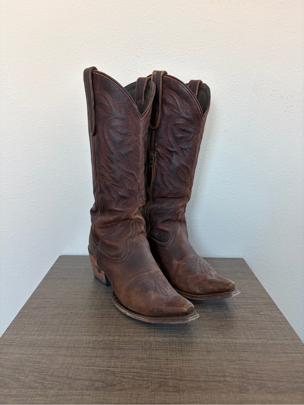 Lane Saratoga Snip Toe Brown Leather Cowboy Boots
